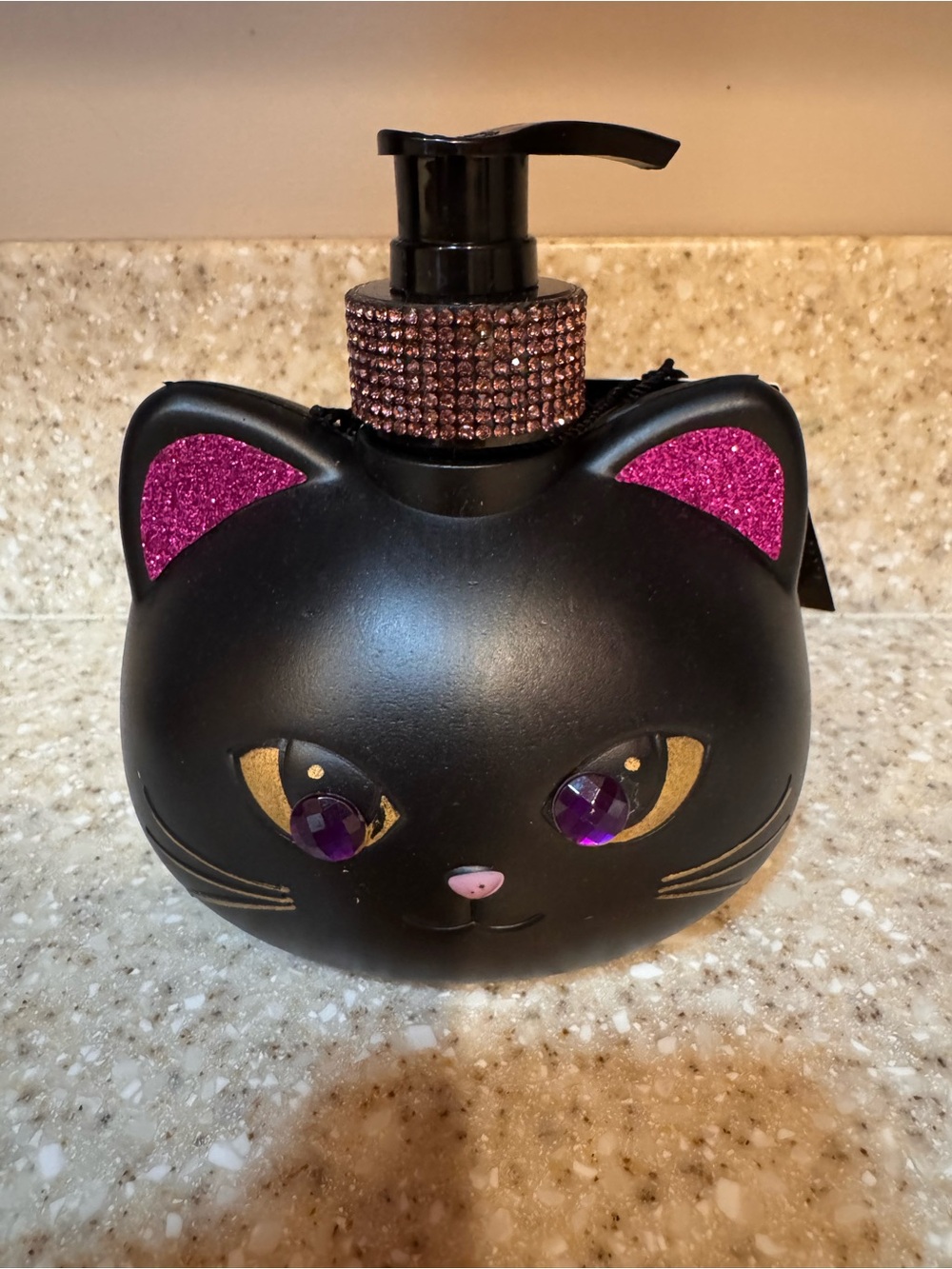 Body Prescriptions Jeweled Black Cat Halloween Hand Soap Dispenser with Soap